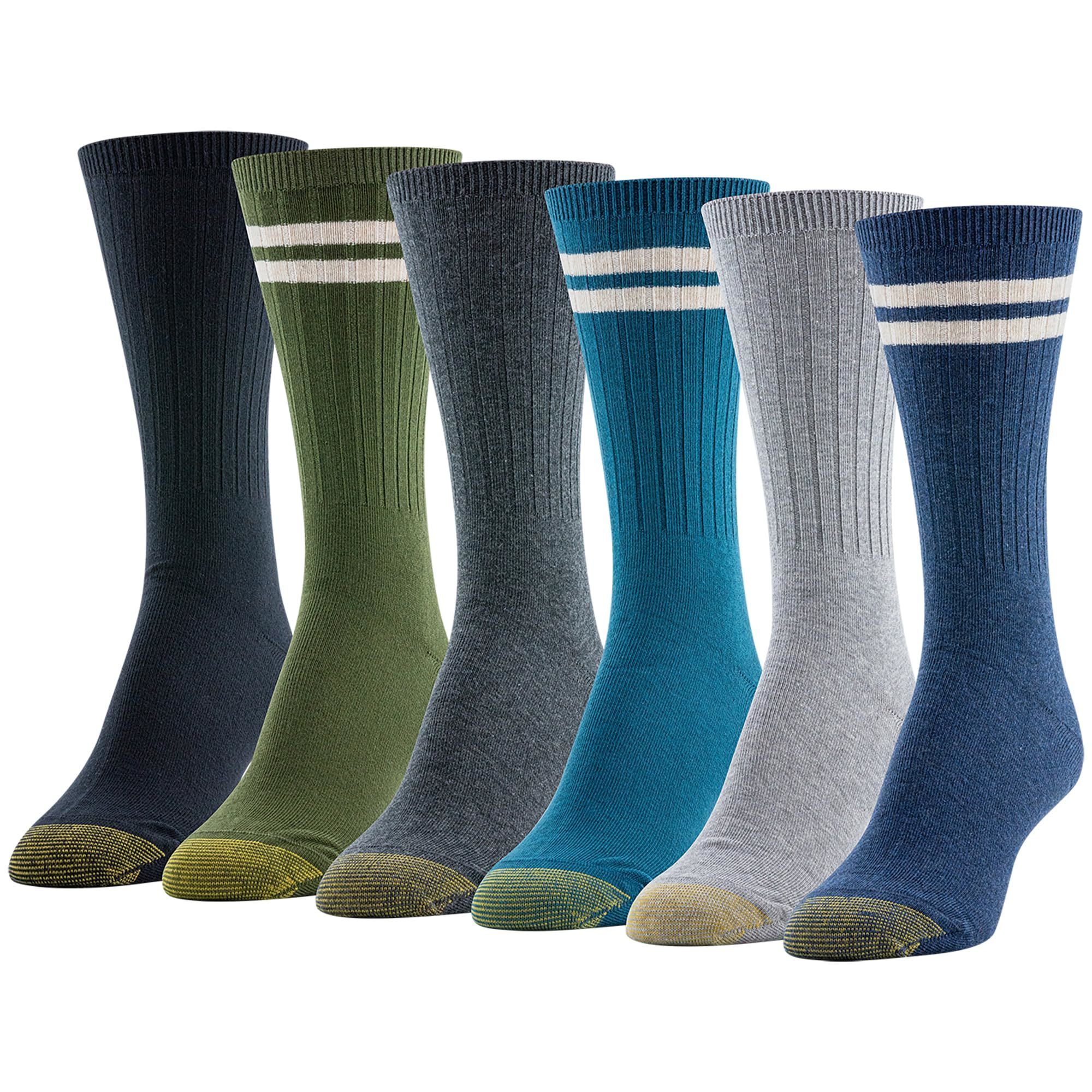 Goldtoe Women's Casual Texture Crew Socks, Multipairs, Heather Indigo Assorted